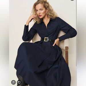 Reformation Ambra Organic Cotton Shirt Dress Long Sleeve Collared Midi 8